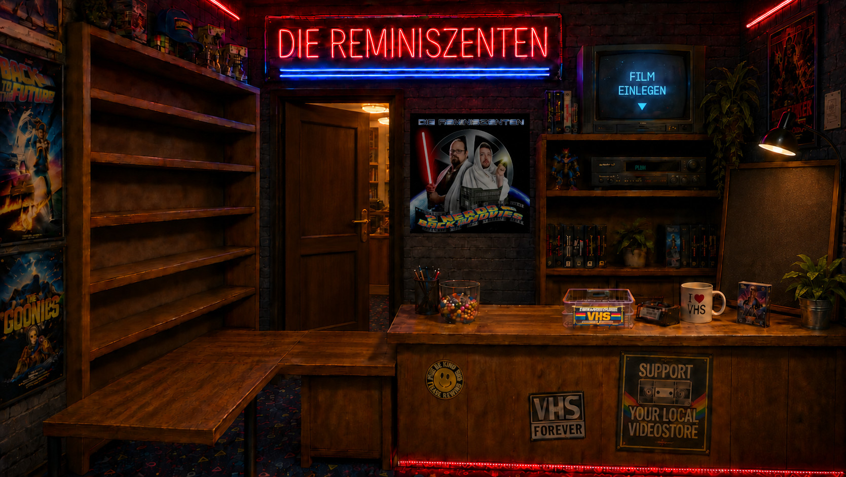 Innenraum der Videothek